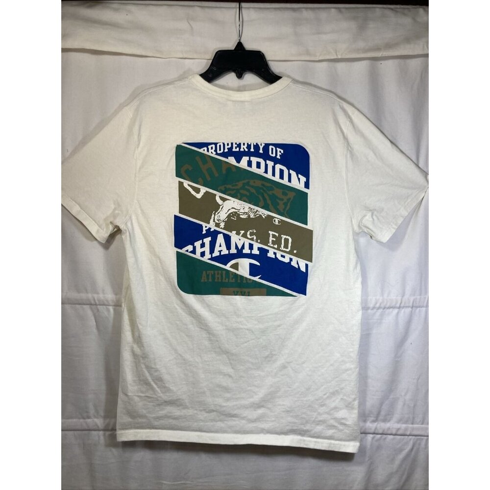VTG Champion T-Shirt Heritage Spliced Graphic Logo Embroidered Short Sleeve Tee